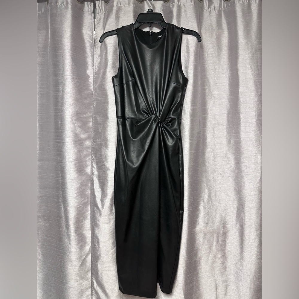 Faux leather Express midi dress